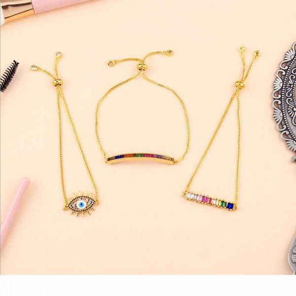 

vintage fashion jewelry 925 sterling silver&18k gold fill colorful 5a cubic zironia lucky women wedding bracelet for lovers' gift, Black