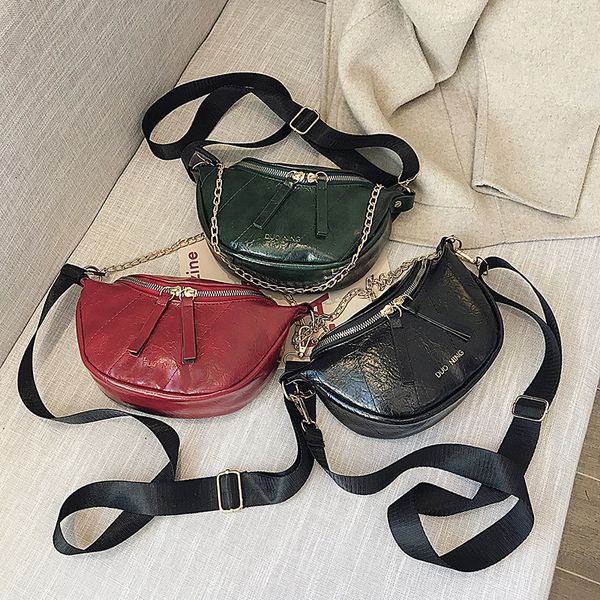 

vintage waist bag casual women shoulder messenger bag chest pack crossbody sling bag mini purse pu leather chain bags for women