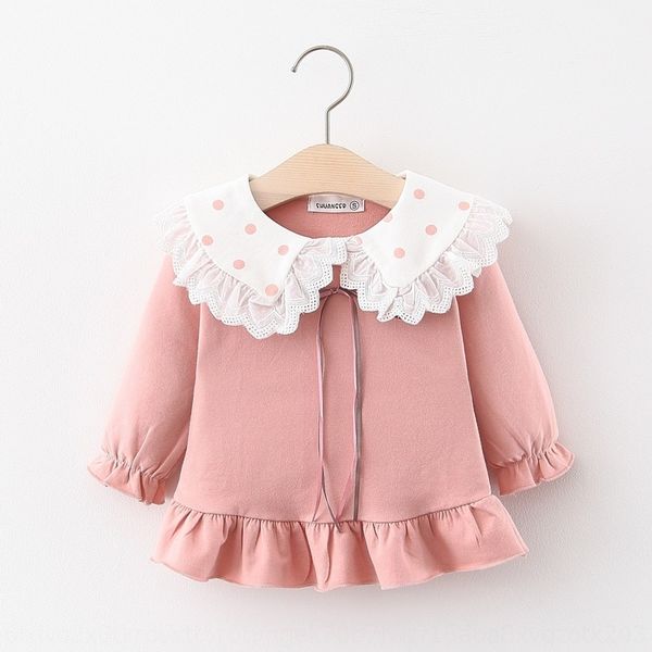 

лучшие футболки девушки отворот кукла одежда top модно осень ребенок осени одежды хлопок баз девушка кукла с длинным рукавом детской одежды, Blue