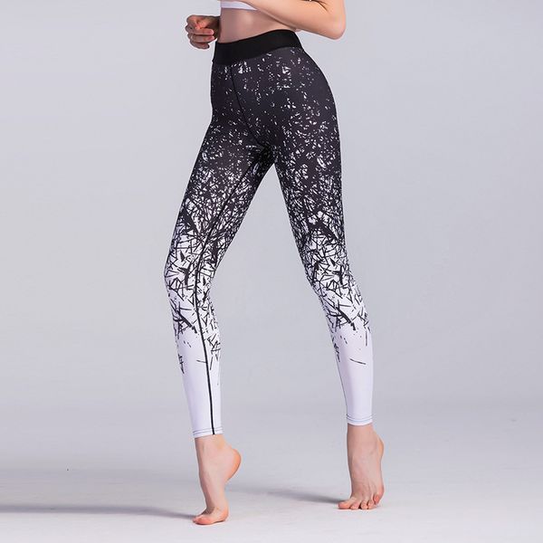 

new gothic style women leggings black snowflake gradient legging stretch high waist high fitness leggings slim sweatpants