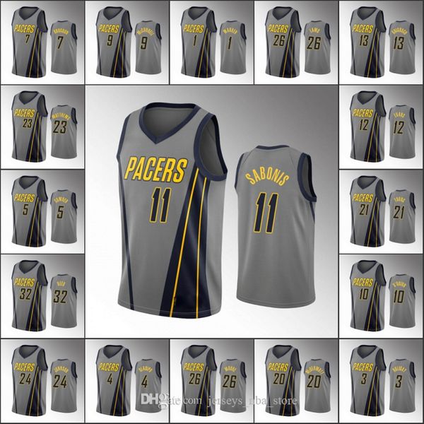 

indiana pacers men malcolm brogdon t.j. warren domantas sabonis victor oladipo doug mcdermott nba 2020 jersey 07, Black;red