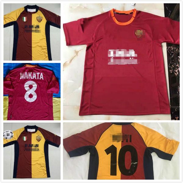 

top 00 01 02 roma ретро трикотажные изделия футбола totti футбол рубашка 2000 2001 2002 батистутой джерси рим классический майо-де-футовый, Black;yellow