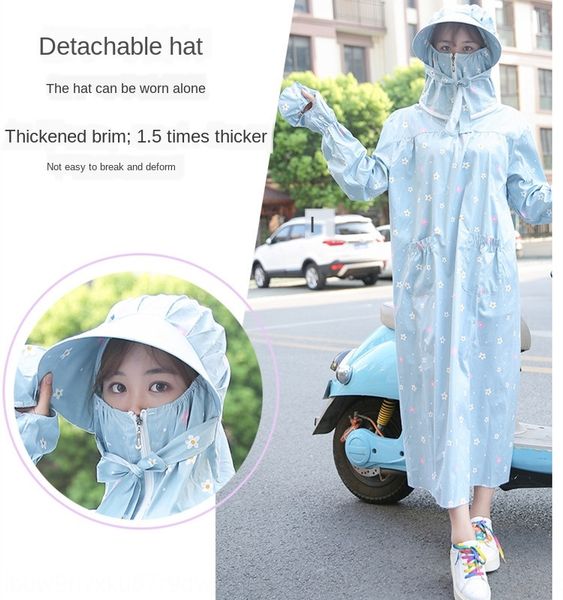 

ldkm7 car sunscreen clothes women's midi cycling equipment tram motorcycle whole body uv-proof battery bicycle equipment electric vehic, Blue;gray