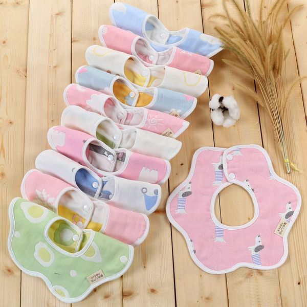 

6-layer gauze 360 degree waterproof saliva flower 6-layer gauze baby 360 degree waterproof bib towel baby saliva towel flower bib