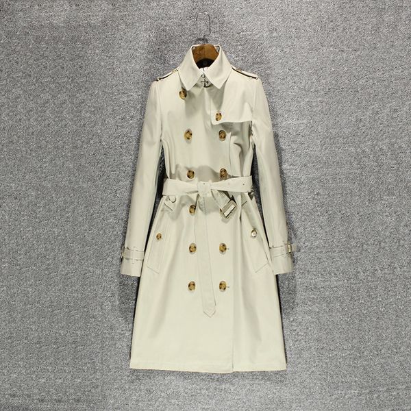 

2020 new trench coat women's long british style slim coat, Tan;black