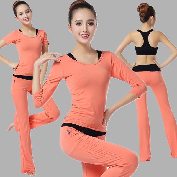 

yoga clothes three-piece set-exercise clothing dance workout clothes sports modal women's shapewear, White;red