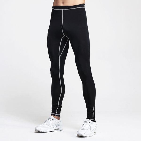 

2020 summer trainning high elastic exercise legging pants men compression quick dry sweat tight black base basketball pants, Black;blue
