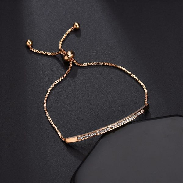 

adjustable pull diamond bracelet crystal gold chains love jewelry women bracelets bangle cuff wedding gift fashion jewelry, Golden;silver