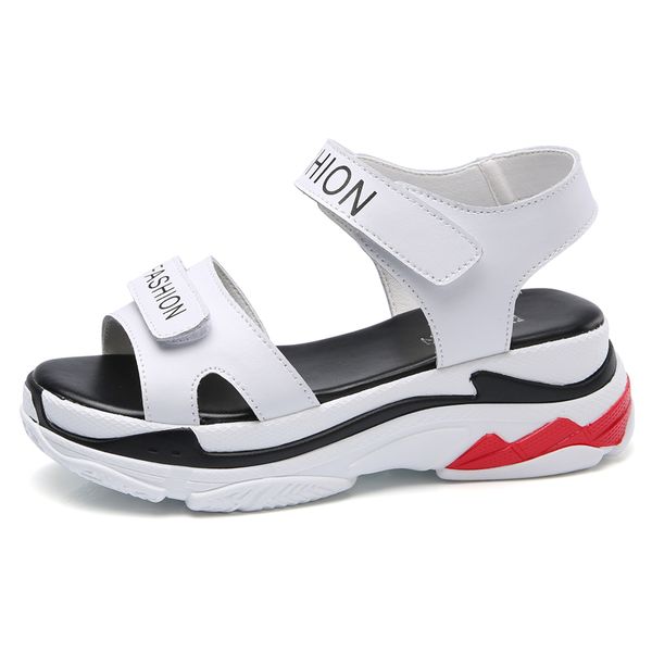 

stq 2020 new summer chunky sandals women flat hook & loop sandals casual summer flat lightweight outdoor female 8656, Black