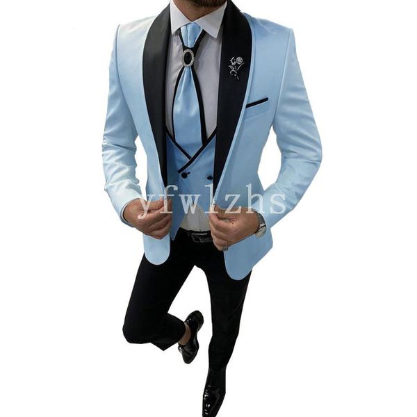 

new style one button handsome shawl lapel groom tuxedos men suits wedding/prom/dinner man blazer(jacket+pants+tie+vest) w232, Black;gray