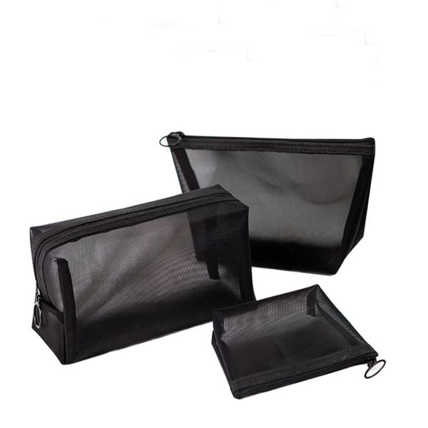 

women travel cosmetic bag casual zipper make up transparent mesh makeup case organizer storage pouch toiletry beauty wash bags