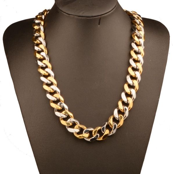 

tisnium hip hop necklaces miami cuban chain gold silver color necklace bracelet set for men women adjustable tail chain gift