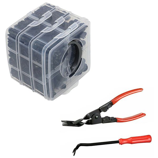 

620pcs car truck bumper door panel fastener clips+2 pcs clip removal plier tools