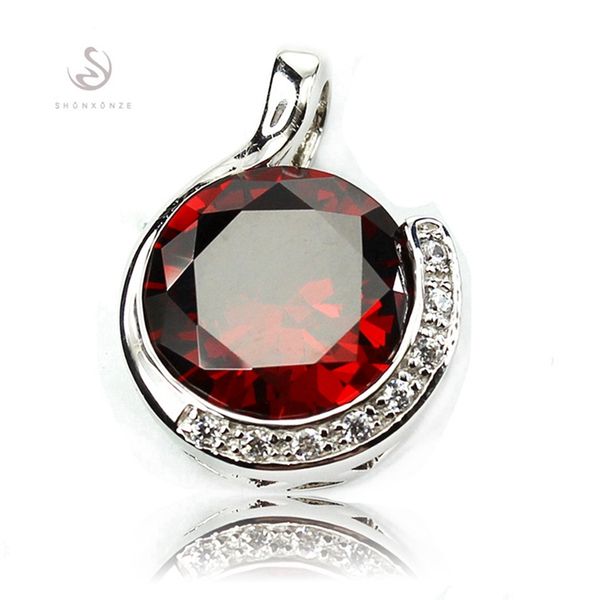 

shunxunze dropshipping sell wedding pendants women jewelry & accessories charms christmas gifts red cubic zirconia rhodium plated r865, Silver