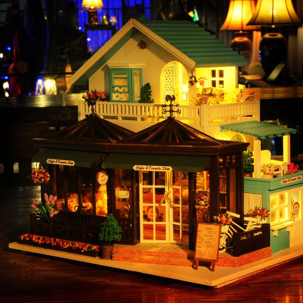 

деревянные время, высекая игрушки для детей подарок на день рождения кукольный дом миниатюрные diy dollhouse с furnitures детские подарки y2