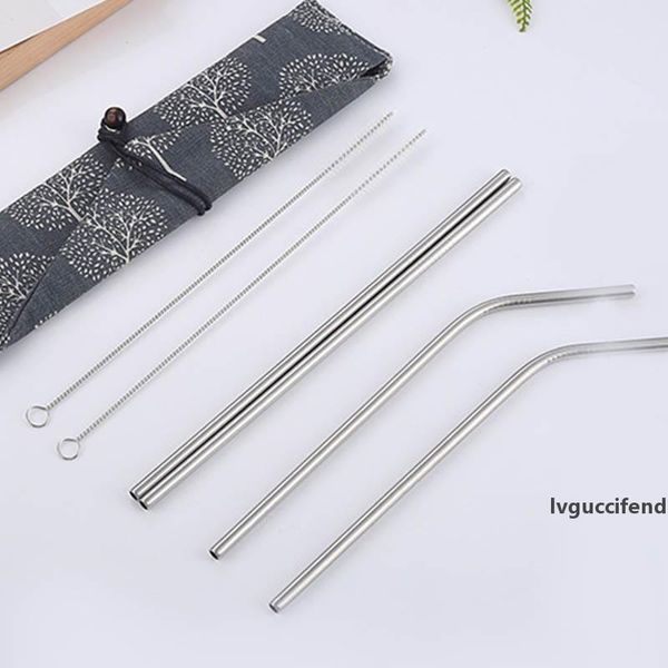

stainless steel straw set electroplating straw anti-scratch oblique multiple species milk drink straw brush 57