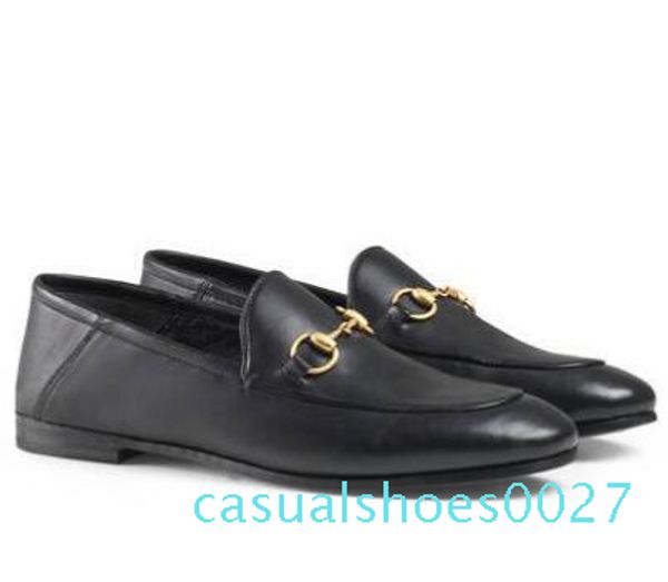 

luxury leather loafers muller fashion designer womens shoes with buckle fashion womens princetown sandals ladies casual mules flats c27, Black