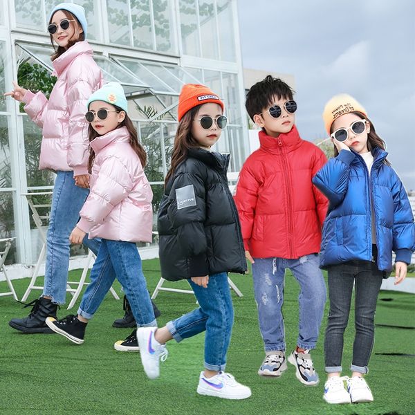 

p4cgk 2020 new children's parent-child clothing baby stand collar down jacketcoat down jacket bright face winter thickened coat boys an, Blue;gray