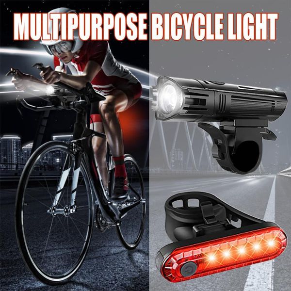 

bicycle light straight driving 2pc bicycle led headlight taillight safety warning riding portable light #yl5