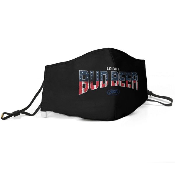 

women men face mask dust mask muffle busch light united states distressed national flag linear logo printed with adjustable ear hook, Silver