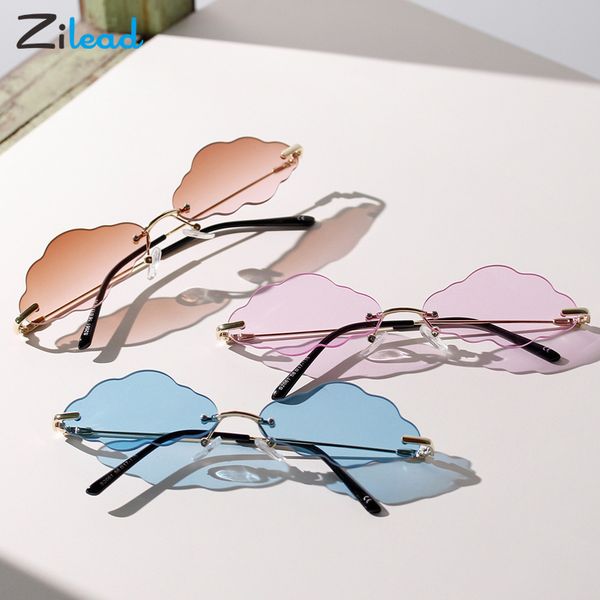

zilead uv400 rimless sunglasses cloud shape frame candy color summer fashion modelling men women ac lens personality sunglasses, White;black