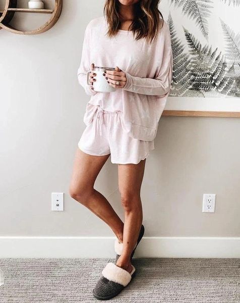 

long sleeve pajamas women 2020 clothes home furnishing clothing new loose gradient printing comfortable women's home clothes, Blue;red