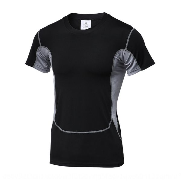 

mhvdi three-generation pro tight sports compression clothes men's short sleeve t-shirt quick-drying fitness clothes basketball basketba, Black