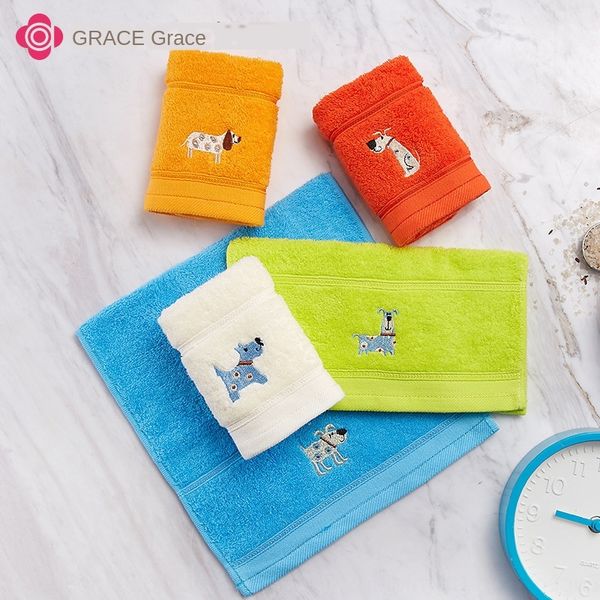 

jieliya pure cotton children's cartoon animal puppy children's towel soft absorbent skin-friendly face towel e3112/7041