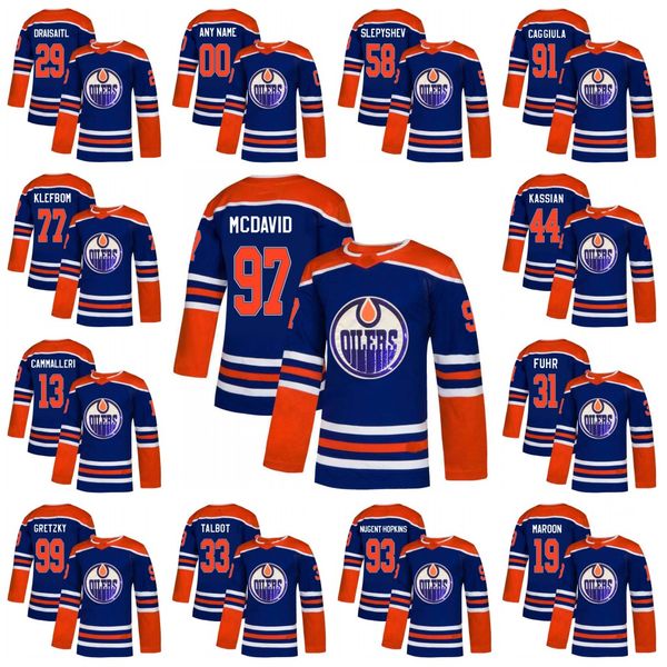

edmonton oilers home jersey 97 connor mcdavid 29 leon draisaitl 74 ethan bear 93 ryan nugent 100% embroidery customize any name and number, Black