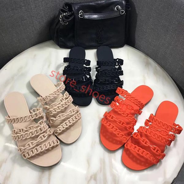 

hermes sandals tuo xiea2020 новый progettista тапочки женщины сандалии rivage chaine d'ancre резина желе сандалии слайды flat флип партии вь, Black;grey