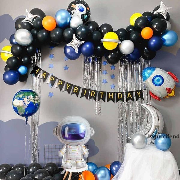 

outer space party astronaut balloon rocket foil balloon arch garland theme party boy kids birthday decor favors helium globals t200612