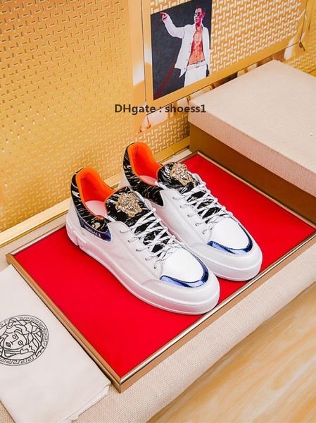 

2021-2020t limited edition leather print embroidery stitching men 's low -lace -up casual shoes ,high -quality fashionable wild sp, Black