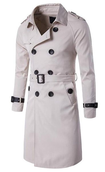 

xqs mens classic double breasted slim fit belted trench coat, Tan;black