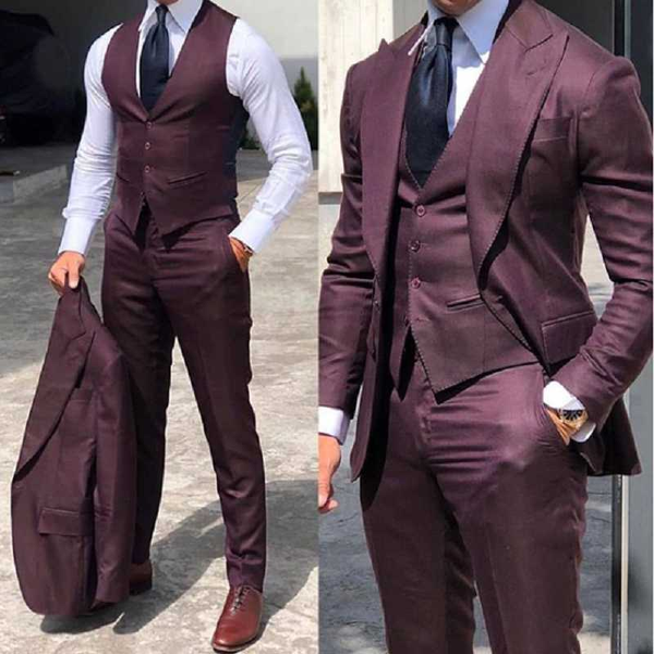 

thorndike 2020 new arrive tailor made burgundy men suits 3 pieces slim fit groom suits men prom tuxedo male blazer+pants+vest, White;black