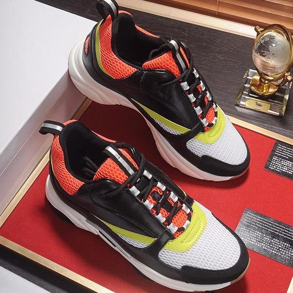 

mens shoes zapatillas hombre b22 black red and yellow canvas and calfskin sneaker lightweight outdoor walking sports shoes