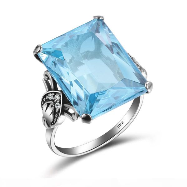 

100% аутентичные 925 перстни стерлингового серебра ослепительная aquamarine для ювелирных изделий женщин имитировать алмаз обручальное обруч, Slivery;golden