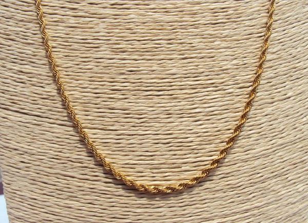

tall 14k yellow gold gf cuban fried dough twist chain necklace 88cm jewelry gift containing about 30% or more of an alloy, Silver