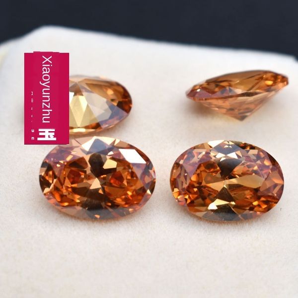 

cz champagne egg-shaped zircon bare stone diy jewelry ring face diy diamond ring diamond with stone wuzhou artificial, Silver