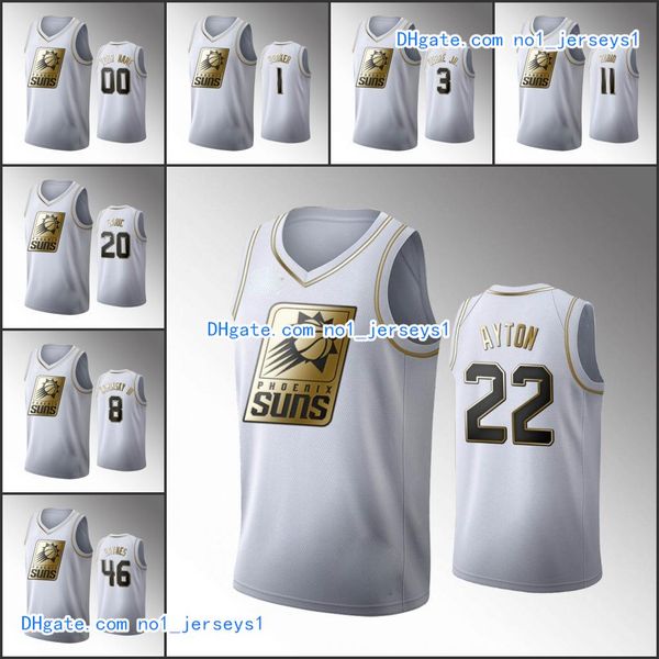 

phoenix suns men devin booker kelly oubre jr. deandre ayton dario saric ricky rubio white nba 2020 golden edition custom jersey, Black