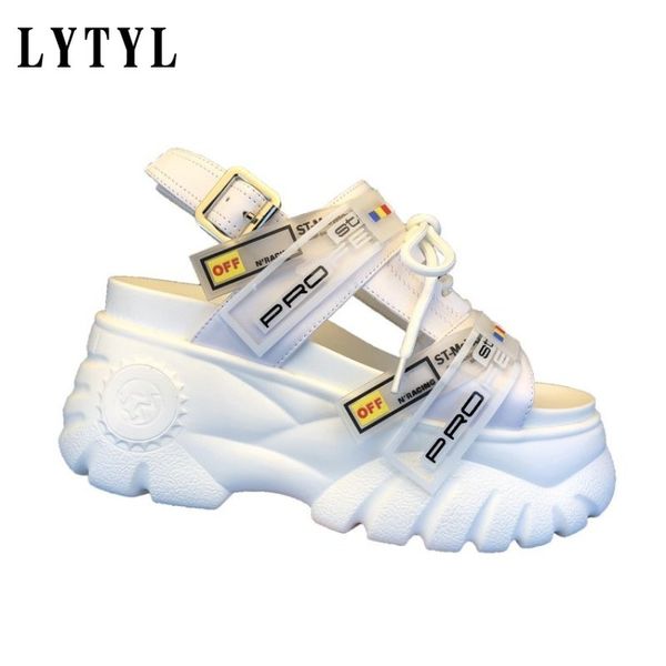 

summer chunky sandals women 8cm wedge high heels shoes female buckle platform leather casual summer slippers woman sandal e-92 cs03, Black