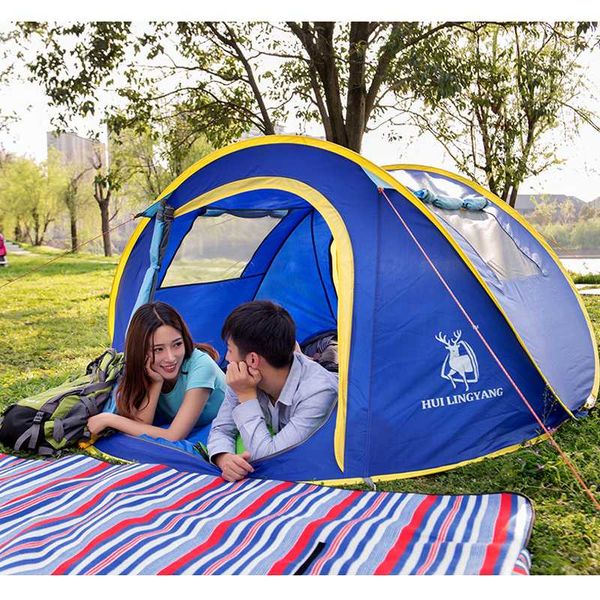 

tents and shelters large throw beach tent 2-3persons automatic speed open throwing up easy foldable windproof waterproof camping