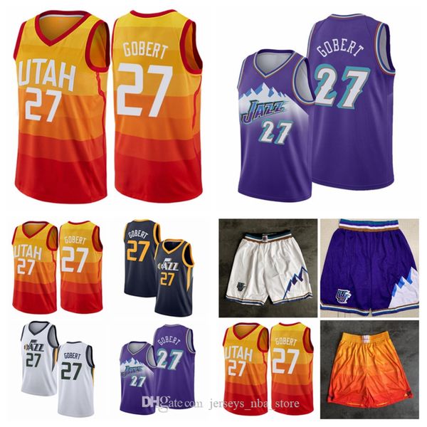 

men youth utah jazz rudy gobert orange bule white 19/20 city edition swingman basketball jersey 07, Black;red
