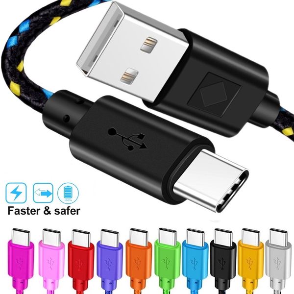 

usb универсальной ткани кабель 1m 2m 3m плетеного нейлоновый usb c micro usb кабель для samsung s8 s9 s10 примечания 4-10 htc andorid телефо