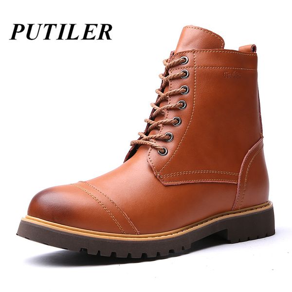 

autumn army ankle bootswinter high man casual western cowboy boot genuine leather fashion men's shoes work botas, Black