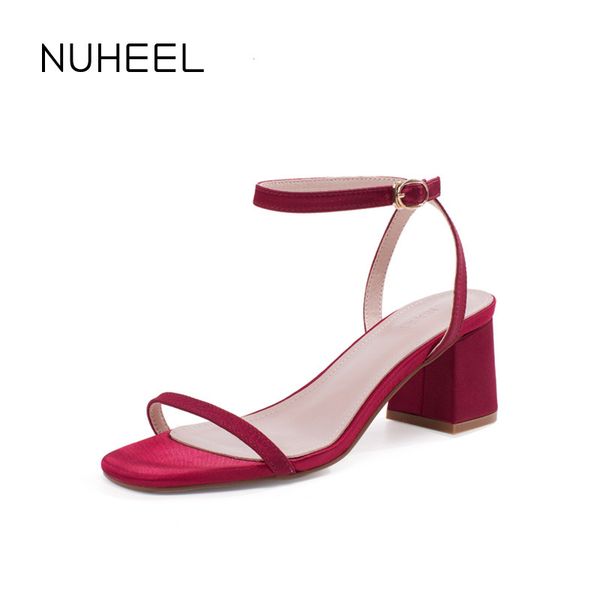 

nuheel women's shoes fairy style new summer wild word buckle thick heel high heel sandals fashion open toe shoes women, Black
