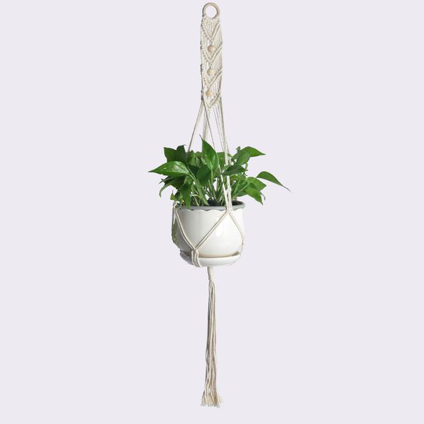 

2020 wooden loop cotton rope hanging basket flowerpot net bag gardening greening hanging flowerpot hanging rope indoor outdoor plant hanger