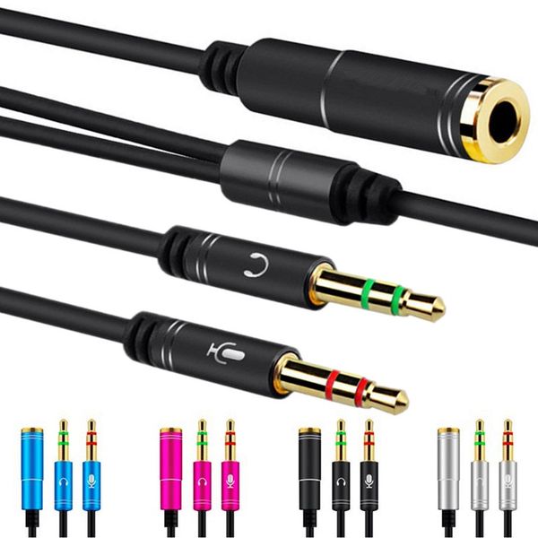 Audio-Splitterkabel, 3,5-mm-Buchse auf 2 Aux-Stecker, Headset-PC-Adapter