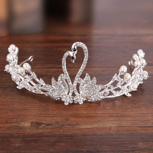 

baroque silver color rhinestone crown tiaras pearl bridal diadem headbands woman pageant wedding hair accessories jewelry, Golden;silver