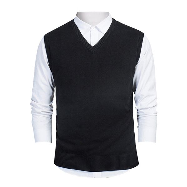 

men's vests v-neck wool sweater vest solid slim fit fashion autumn winter warm perfect quality clothes knitted cotton casual male coat, Black;white