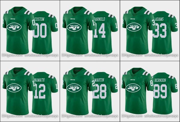 

new york jets men #14 sam darnold 33 jamal adams 12 joe namath custom women youth nfl green big team logo limited jersey, Black;red